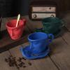 Creative Kiss Character Decorative Ceramic Cup Dish Afternoon Tea Milk Fruit Juice Mug Porcelain Coffee Cup Saucer with Spoon