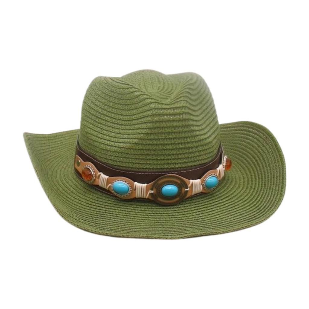 Beach Seaside Travel Straw Hat High Sense Ethnic Style Woven Straw Hat Western Cowboy Hat