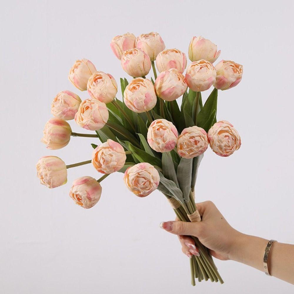 7 Heads Artificial Tulip Branches Realistic Fake Flowers Silk Tulip Flower Wedding Party Decor