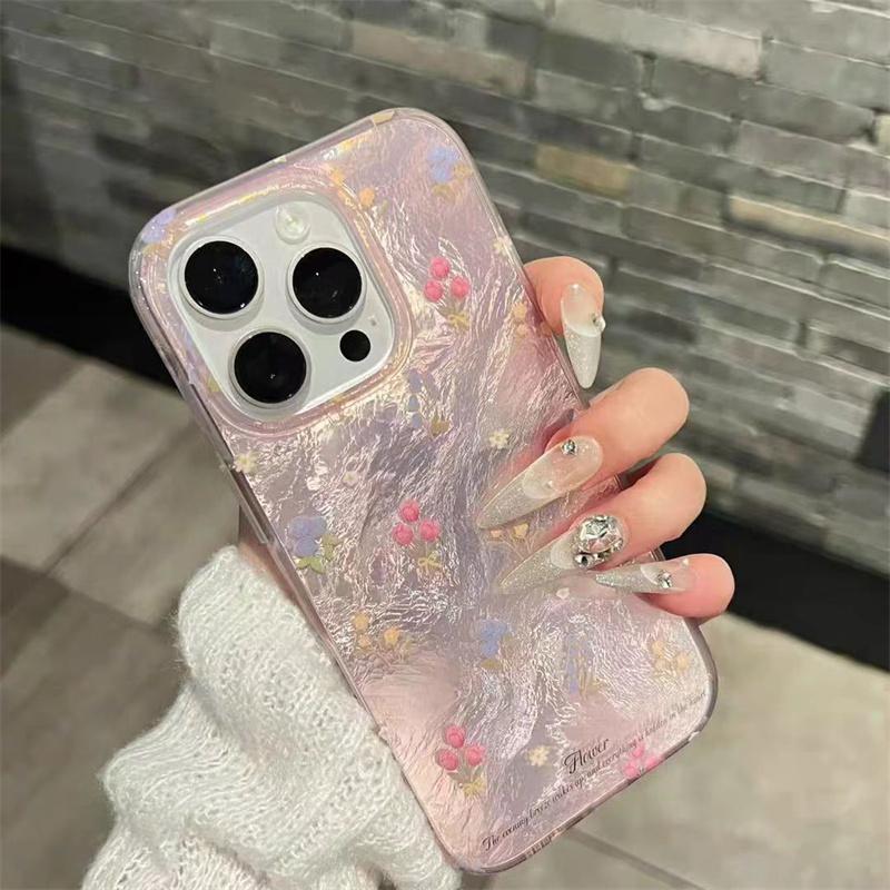 Liebevolle Rosa Florale Mode Wirbelmuster Handyhülle für iPhone 16 15 14 13 12 11 Pro Max XS XR X 7 8 Plus Silikon Weiche Hülle