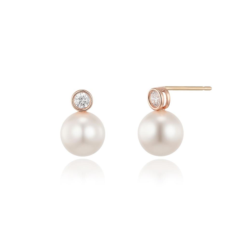 LLOYD Diana Pearl Round Cut 14k Gold Earrings LPFL4057G