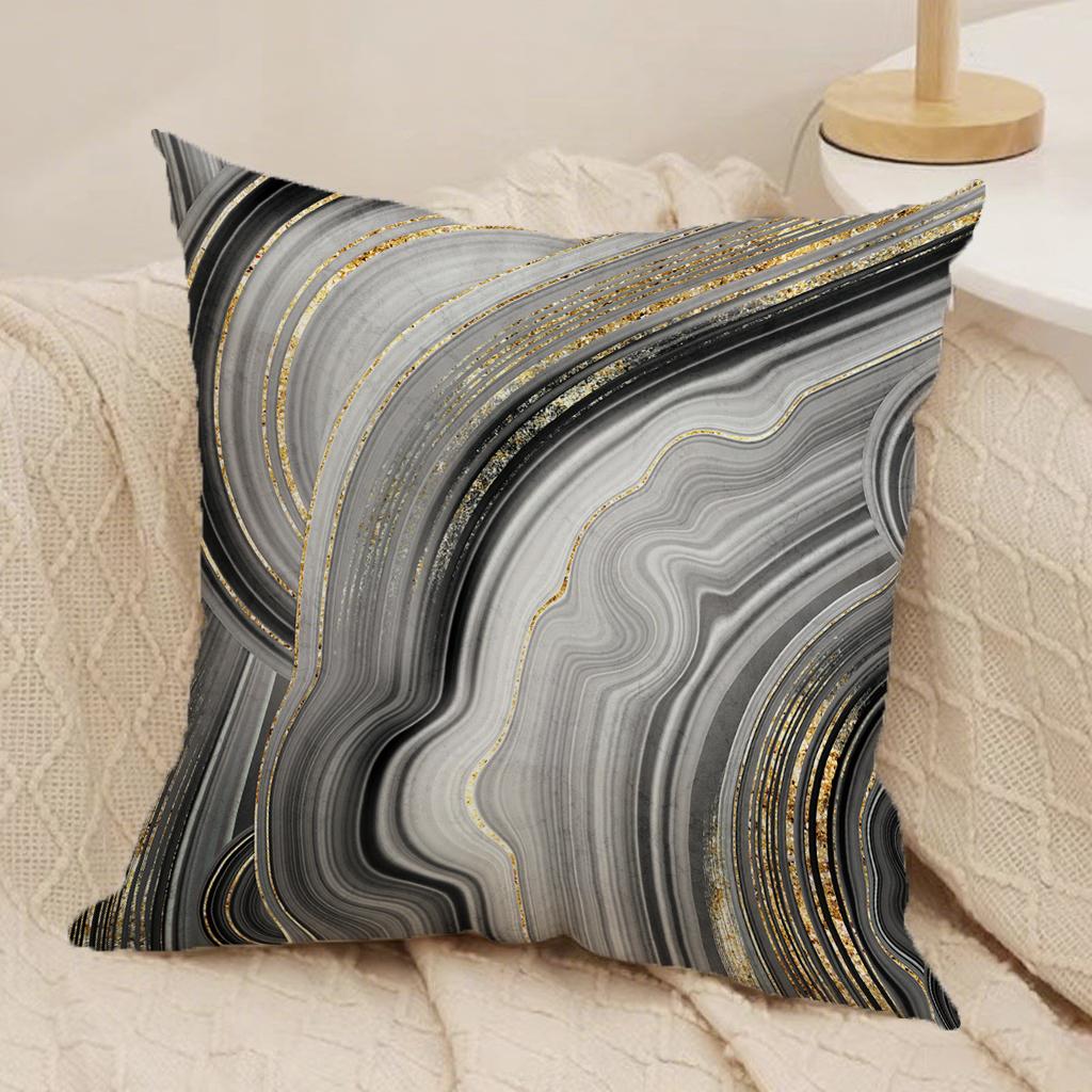 Marble Pattern Gold-Embellished Pillowcasessuitable For Sofa Car Bedroom Decorative Cushion Cover Pillow Cover