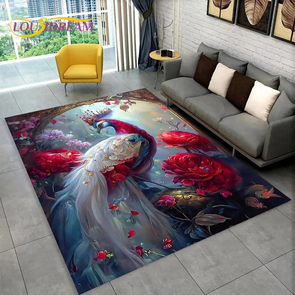 3D-Teppich mit exquisitem Pfauentier-Motiv, Teppich für Zuhause, Wohnzimmer, Schlafzimmer, Sofa, Fußmatte, Küchendekoration, rutschfeste Fußmatten