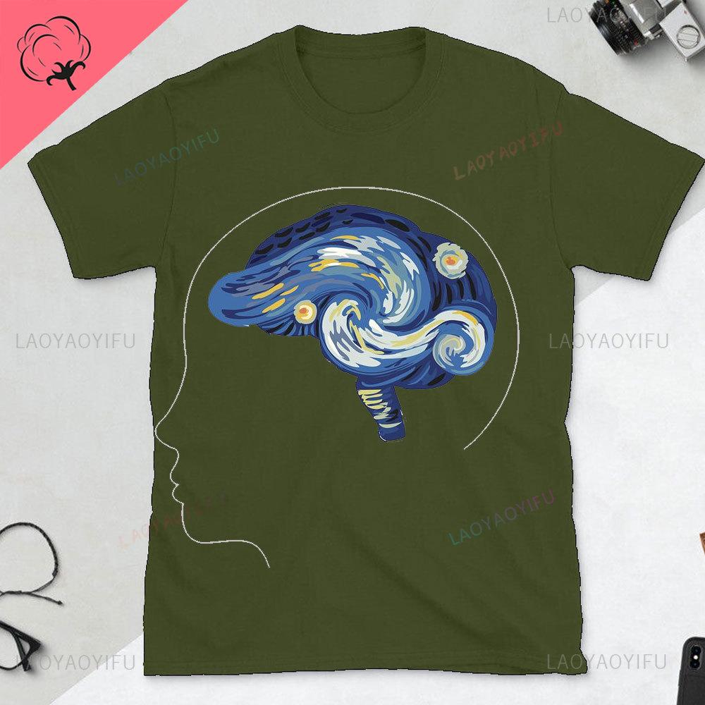 Rolig Del av Hjärnan Färgkarta Högkvalitativ T-shirt Neurologi Tryck Harajuku Unisex Sommar Kortärmad Present T-shirt Toppar