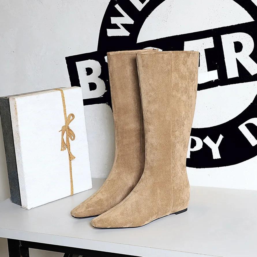Fashion 2024 Winter New Brand Women Knight's Boots Fashion Pointed Toe Slip On Knee-high Boots Thin Low Heel Long Boots Shoes