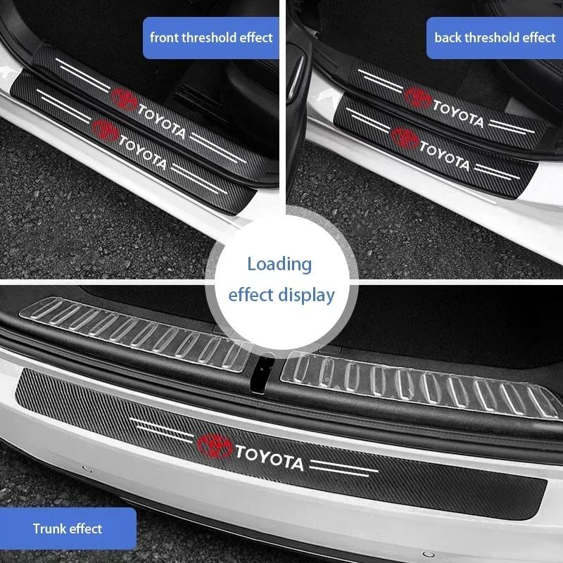 AOZ1 Car Logo Door Carbon Fiber Sill Protector Stickers for Toyota Yaris Corolla Auris Rav4 LandCruiser Vios LEVIN Camry Prado