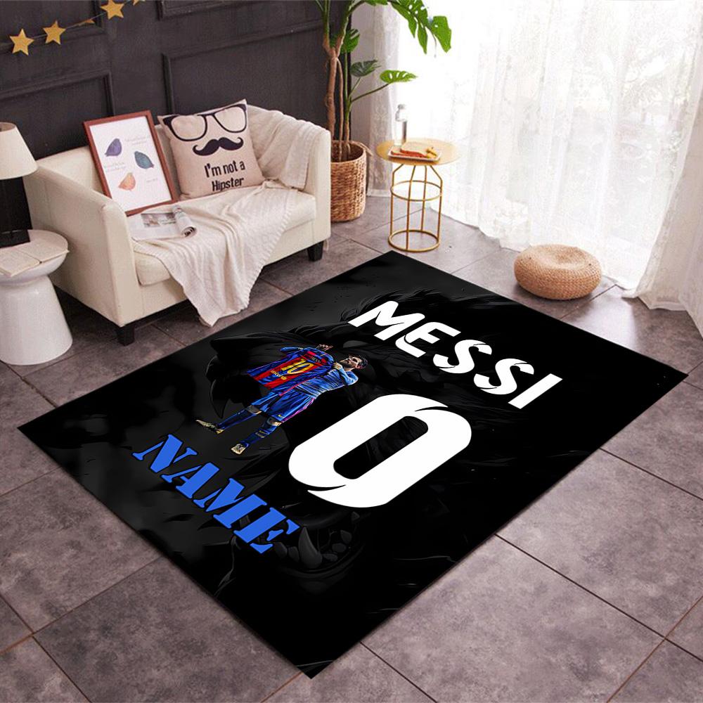 Messi's Celebration Moment Personalized Name Carpet Design for Dining Room Decorate Room Hallway Kitchen Anti-slip Rug Anime Office Decor