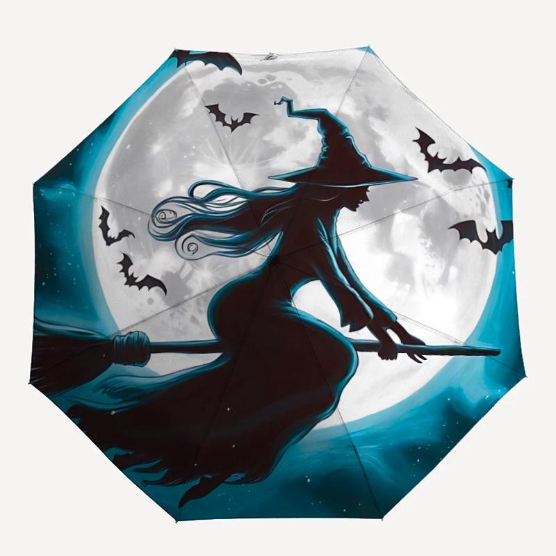 1pc Witch Moon Automatic Open/Close Umbrella, Windproof, Folding Compact Umbrella with Lightweight Design for Women/Men020