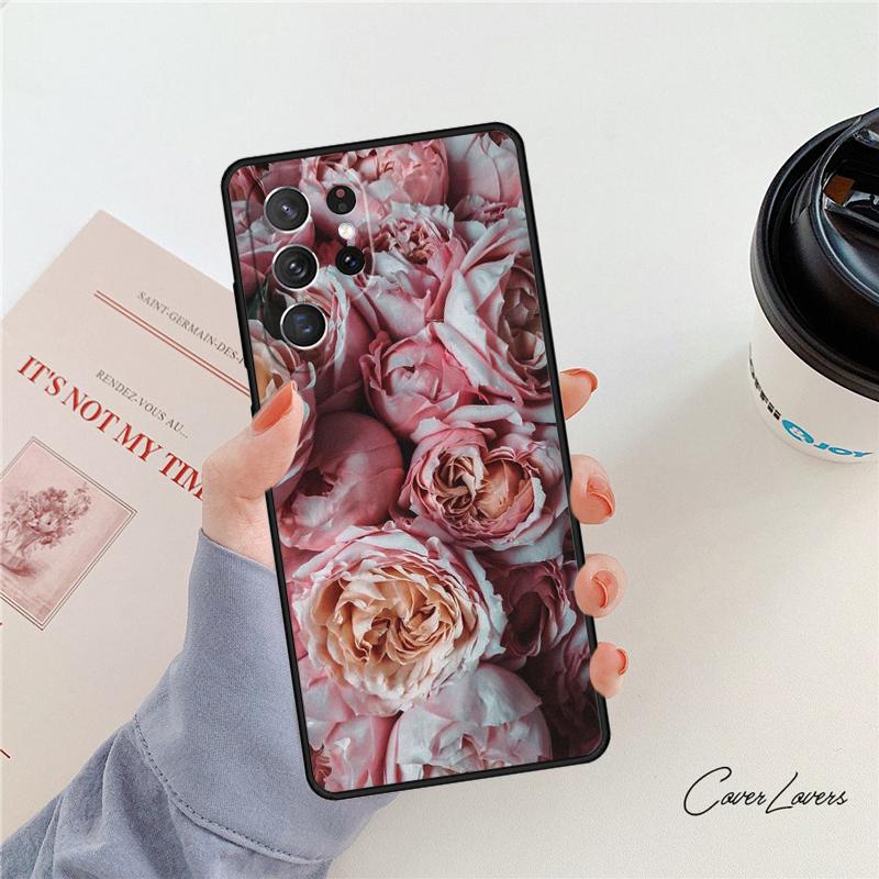 Peonies Beautiful Flower Phone Case For Samsung Galaxy S24 S25 S23 S22 Ultra Note 10 20 Plus S20 S21 FE Cover