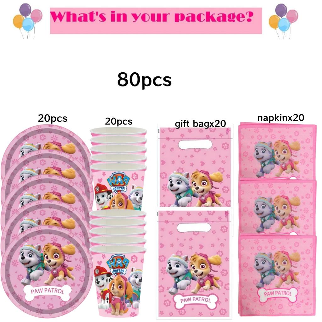 Pink Paw Patrol Birthday Party Decor Skye Disposable Tableware Tablecloth Plate Foil Balloons Baby Shower Girls Party Supplies