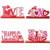 Classical Wood LOVE KISS Figurines Desk Ornaments for Valentine's Day Decoration Couple Gift Indoor Party Decoration