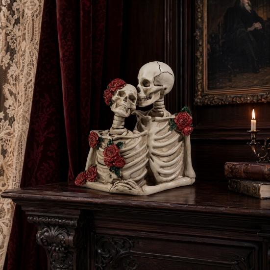Dark Romantic Ornaments Skull Model Decoration & Gothic Couple Resin  Halloween Prop