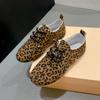 Mode Automne Nouvelles Chaussures Basses Mode Femme Bout Rond Imprimé Léopard Laçage Avant Semelles Souples Chaussures Basses Antidérapantes