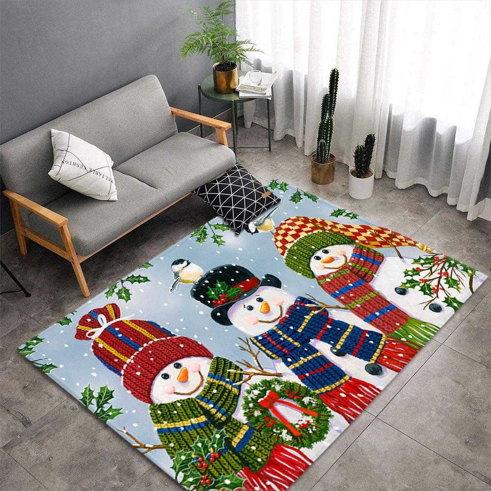 Christmas Living Room Carpet New Year's Child Rug Snowman Santa Claus Floor Mat Kitchen Bedroom Area Rug Non-slip Doormat
