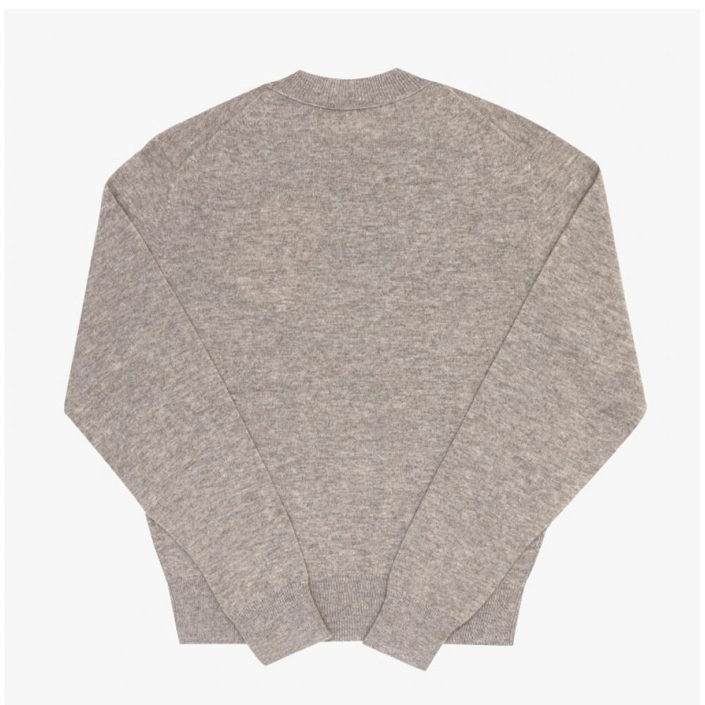 Acne Studios Face Logo Patch Unisex Knit C60101 Greige Melange Drn