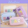 Stylish Travel Makeup Case With Letter Embroidery In Soft Corduroy For Women