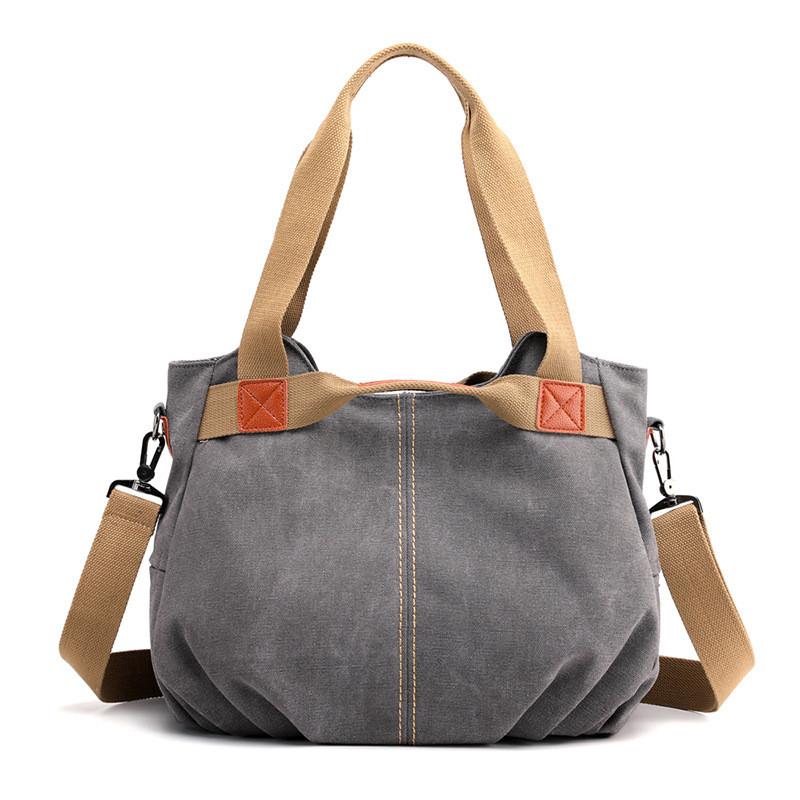 Vintage Canvas Shoulder Bag For Women With Large Capacity And Simple Style For Daily Use