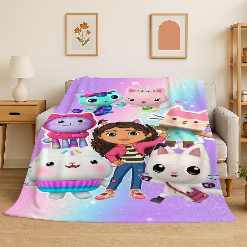 Cute Gabbys Dollhouse Cartoon Girl Soft Flannel Throw Blanket,Warm Cozy Blanket for Bed,Couch,Sofa,Bedroom,Living Room,Picnic