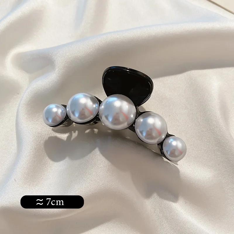 Vintage Pearl Clips Set Large Claw Korean Ponytail Big Barrettes Jaw Hairpins for Women Hair Accessories Hairgrip Gift