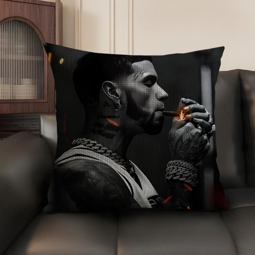 Singer A-Anuel Aa Cushion Cover Natural Linen Organic Fabric Double-Sided Printing Sofa Home Decor Gift Pillow Case