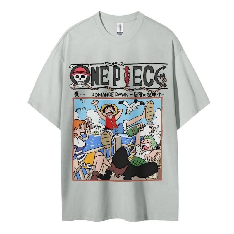 ONE PIECE Peripheral Products Men's 2025 Summer Casual Oversized Tee Breathable Cotton Daily Lounging and Comic Themed Parties
