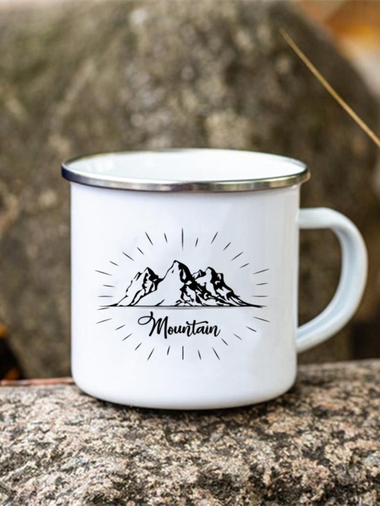 Adventure Forest Mountain Print Enamel Creative Coffee Water Milk Cups Camping Mugs Handle Drinkware Campfire Camper Mug Gifts