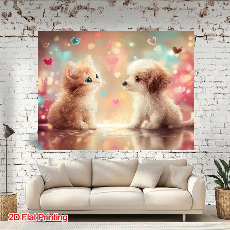 2D Dreamy Cat and Dog Backdrop Cloth for Party, Photo & Decoration