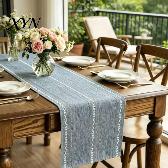 Natural Fabric Table Runner Cotton Linen for Dining Table, Nordic Minimalist Long Desk Tea Kitchen Coffee Rustic Home Decor
