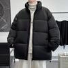 Men's Winter New Men's Korean Style Versatile Stand-up Collar Trendy Thickened and Warm Couple Internet Celebrity Same Style Solid Color Jacket