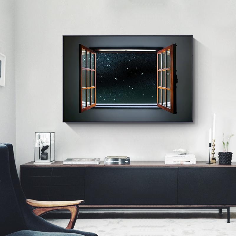 Nordic Landscape Windows View Canvas Painting Posters and Print Night Stars Home Decor Art Wall Pictures for Living Room Bedroom