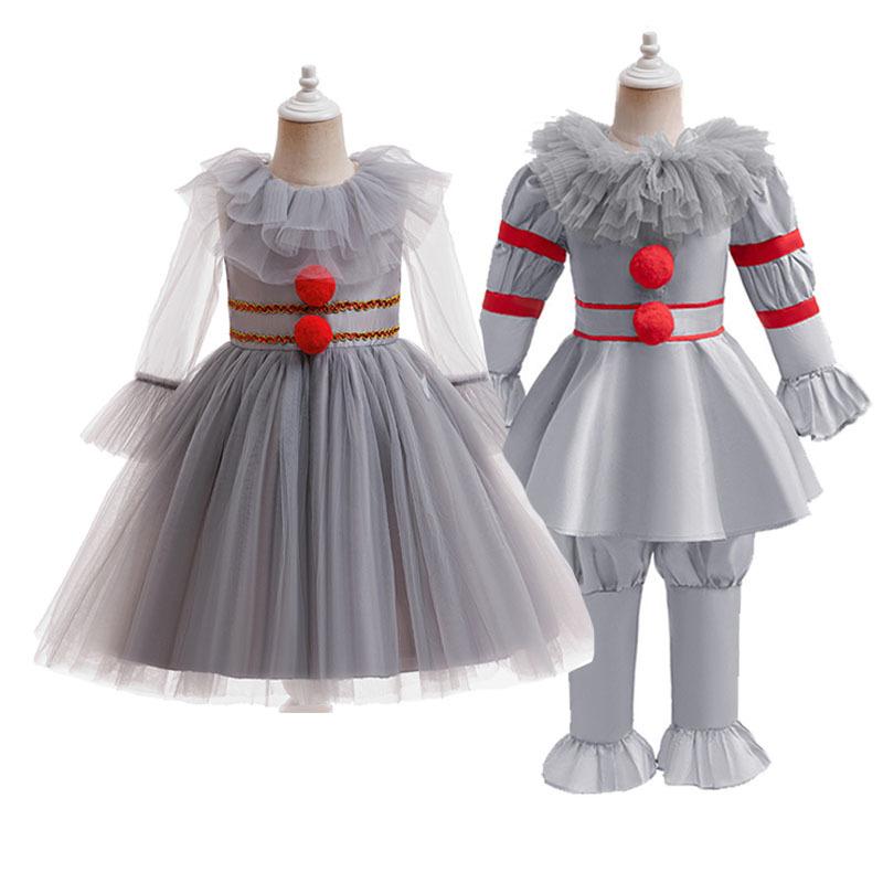 Fantasia Cosplay Joker Infantil Horror Manga Bufante Gola de Tule Calças Halloween Natal