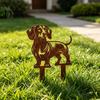 Weather Resistant Garden Stake Metal Dachshund Stake, Rusty Animal Silhouette Decorative Yard Dog Sculpture Art for Outside Lawn, Pathway, Patio,