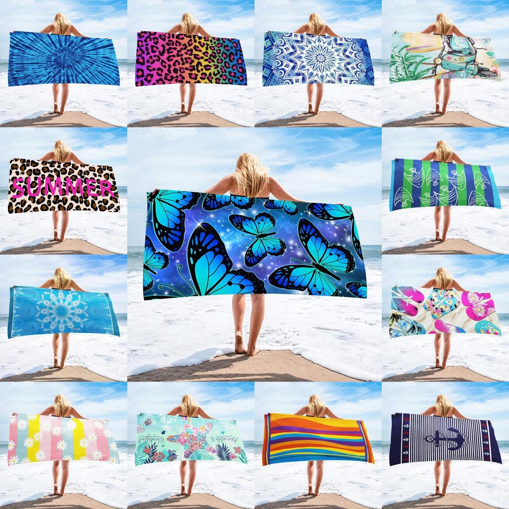 Beach Towel 150d Microfiber With Printed Design For Vacation And Pool Days