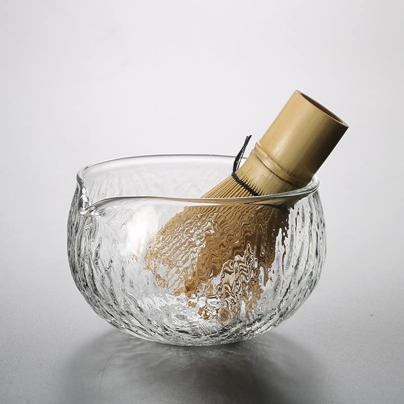 Tea Ceremony Utensil: Heat-resistant Glass Matcha Bowl, Clear, Approximately 12.3cm (maximum) X 7.2cm (height), Sei Brand. Suitable for Tea Ceremonies