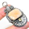 Fossil Coral, Citrine 925 Sterling Silver Jewelry Pendant 2.56" I6i95
