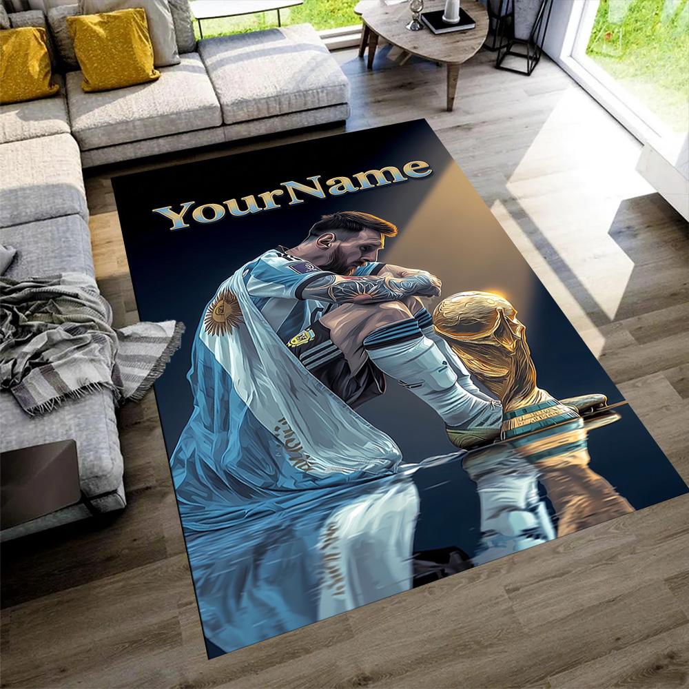 Messi Personalized Text Area Rug Perfect for Hallway Playrooms Foyer Study Room Antislip Carpet Office Home Decor