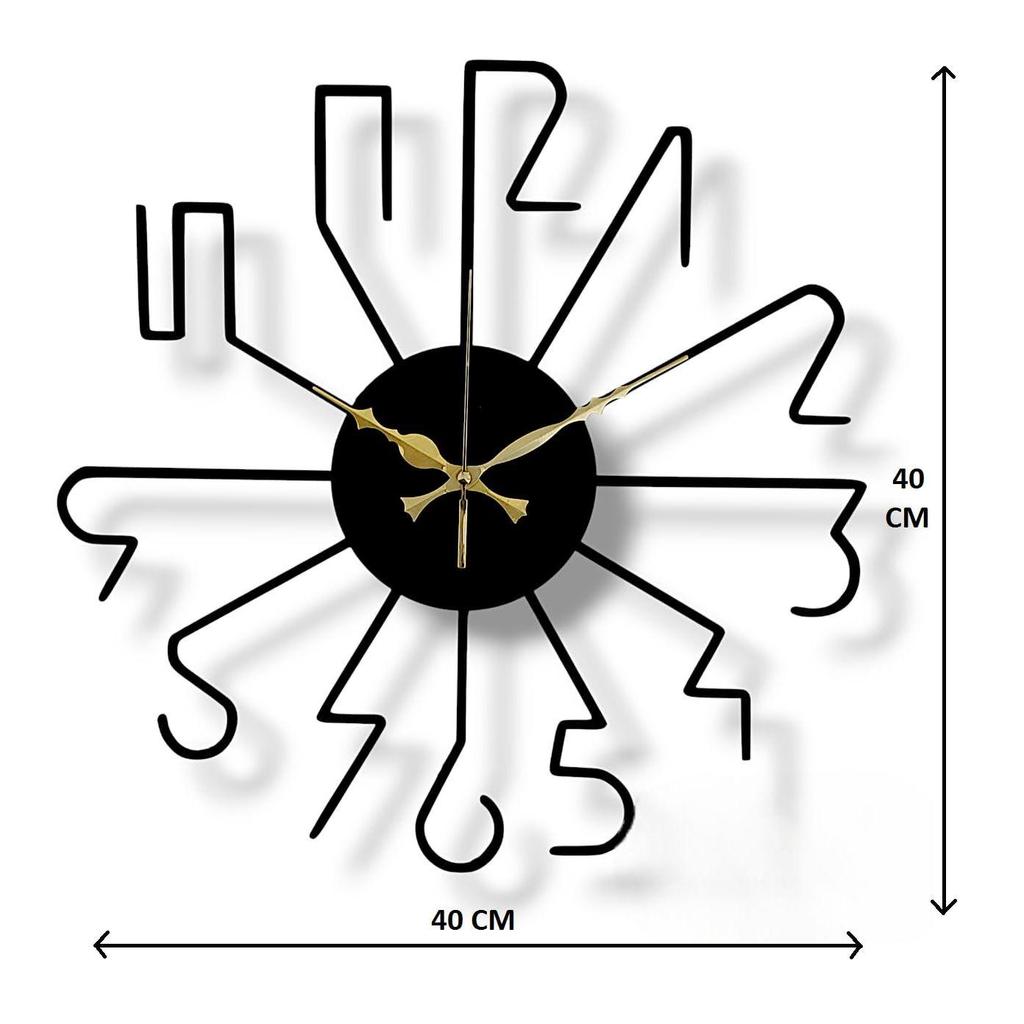 Designer Metall-Wanduhr für Wohnzimmer Schlafzimmer Büro Küche Stilvolle Analoge Wanduhr, Große Größe (40cm) (Schwarz Matt)