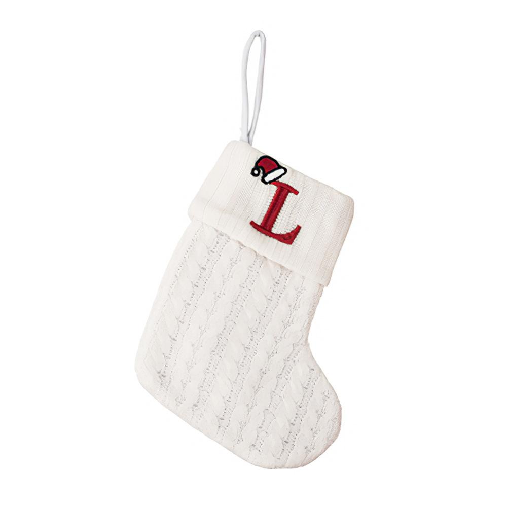 Christmas Stocking Hanging Ornament Knitting Letter Santa Socks Christmas Tree Pendant for Home Holiday Firplaces Decor