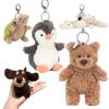 JC Serie Süße Tier Plüsch Schlüsselanhänger Pinguin Frosch Bär Schildkröte Plüschtier Anhänger für Taschen Dekoration Ideale Kindergeburtstagsgeschenke
