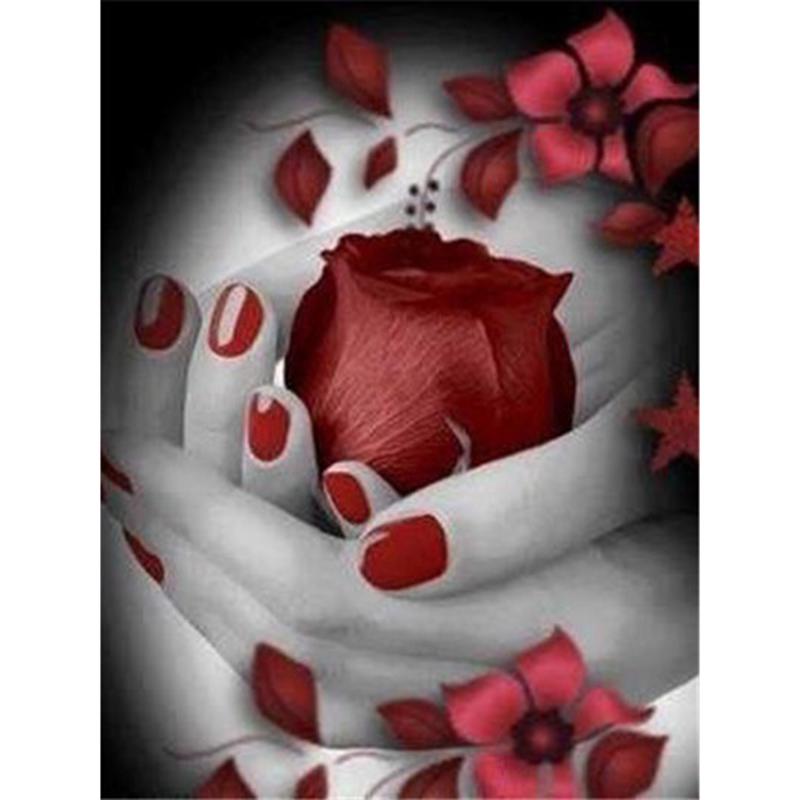 Rose DIY 5D Diamond Painting Cross Stitch Full Round Resin Mosaic Beautiful Flower Diamond Embroidery Rhinestones Home Decor