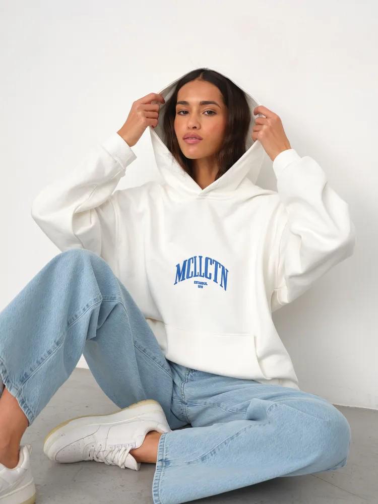 Europäischer & Amerikanischer Damen Winter Hoodie mit Buchstabenaufdruck & Schaumstoffbeutel-Patch