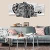 Toile d'art mural avec animaux noirs et blancs, 5 pièces, sans cadre, affiches imprimées, peintures pour salon, décoration de maison, photos