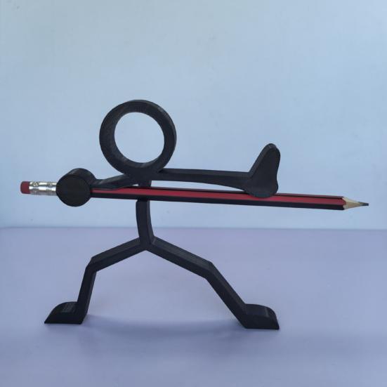 3D Printed Line Figure Pen Holder Desktop Pencil Display Stand Warrior Line Art Figure for Home Office Desk Decor Students Game Lovers