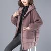 Winter Women's Fashion Loose Thick Warm Cotton Coat Hooded Thermal Mid-Length Lamb Wool Parka Jackets