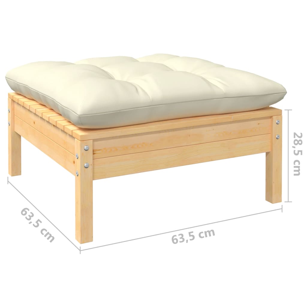 Vidaxl 5-Cz. Set da Giardino, Cuscini Crema, Pino