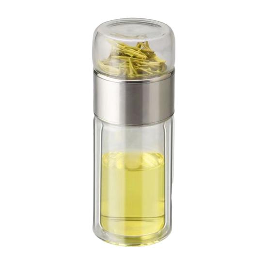Glas Teinfuser Dobbeltlagsisolering Tebrygger Lækagesikker Bærbar Rejse Te Kop med Filter Te Vand Adskillelse Te Flaske Gave til Teelskere