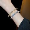 Elegant Zircon Letter Buckle Bracelet: Shiny, Minimalist, Luxury Bangle for a Versatile and Sophisticated Style