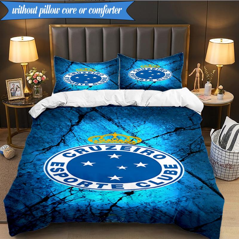 3PCS Cruzeiro Esporte Clube Printed Soft Bedding Set,Including 1pc Duvet Cover And 2pcs Pillowcases Perfect for Bedroom, Dormitory, Fan Gift