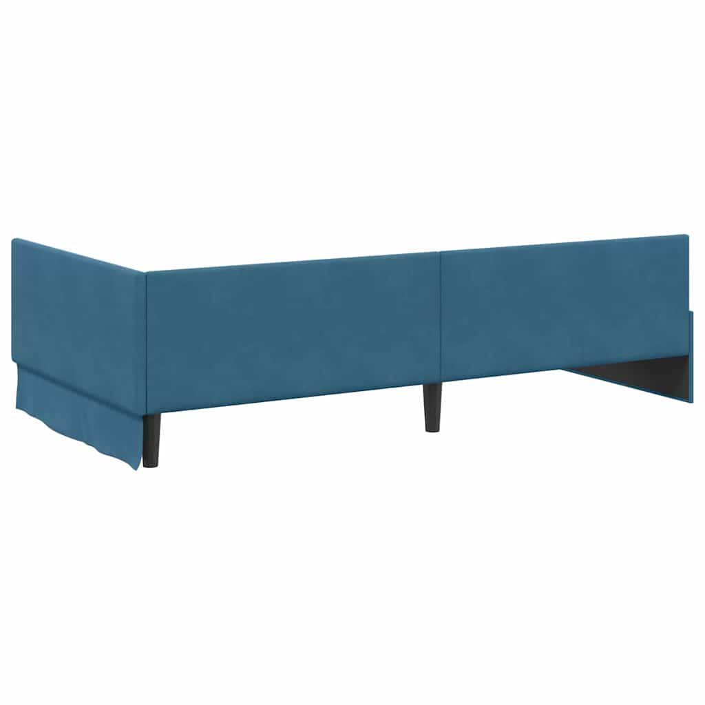 L Shaped Bed Frame with Headboard Blue 80 Cm X 200 Cm Velvet
