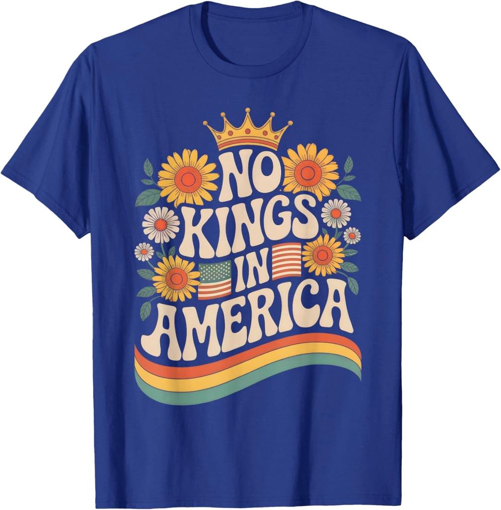 No King In American Retro Floral 70s Democracy Unisex T-Shirt